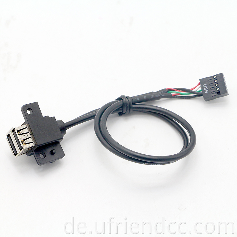 Customized Dual Layer USB 2.0 weibliche Tafelhalterung mit Schraube bis zu Dupont 2,54 mm Stifte Pitch -Kabel